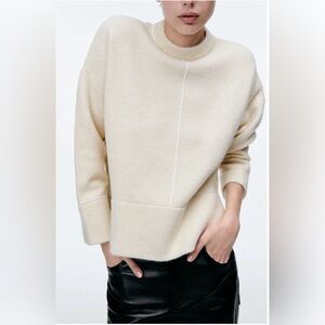 ZARA KNIT SWEATER WITH PIPING SIZE SMALL